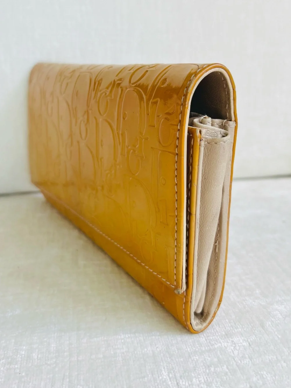 Dior Trotter Diorissimo Patent Leather Gold/Yellow Bifold Wallet